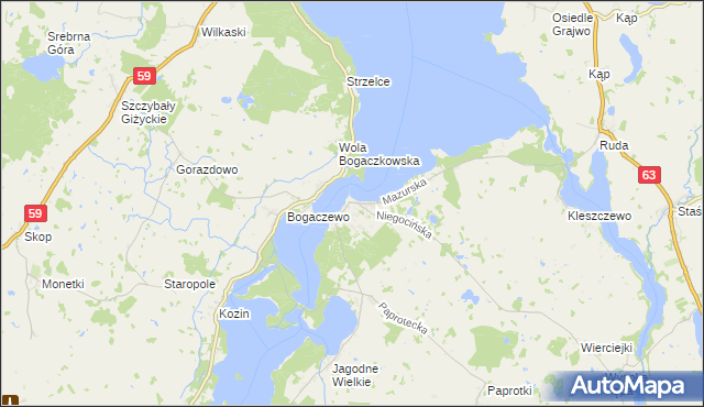 mapa Rydzewo gmina Miłki, Rydzewo gmina Miłki na mapie Targeo