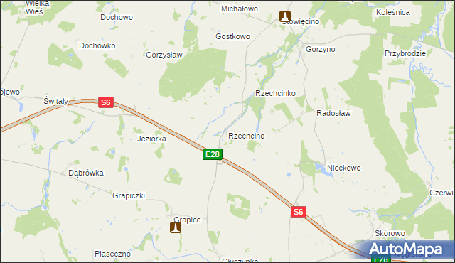 mapa Rzechcino, Rzechcino na mapie Targeo