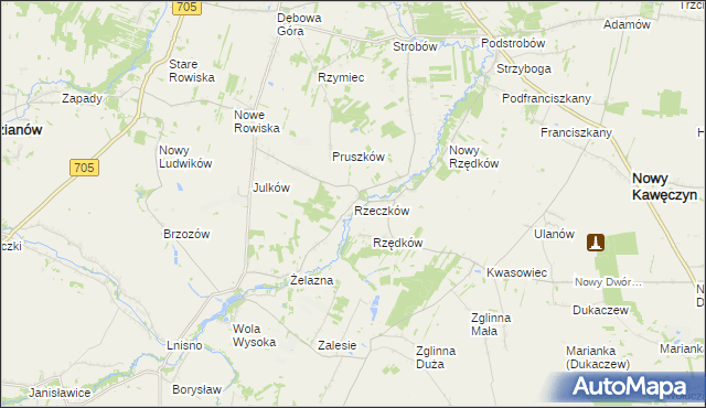 mapa Rzeczków gmina Skierniewice, Rzeczków gmina Skierniewice na mapie Targeo