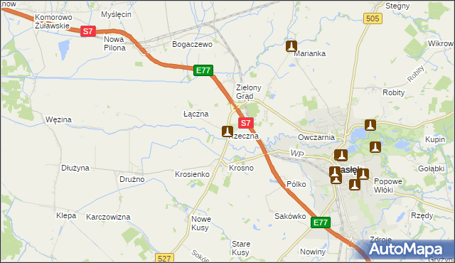 mapa Rzeczna, Rzeczna na mapie Targeo