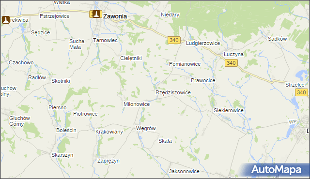 mapa Rzędziszowice, Rzędziszowice na mapie Targeo