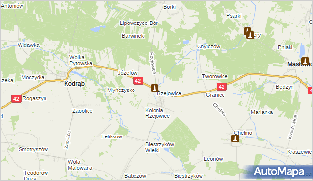mapa Rzejowice, Rzejowice na mapie Targeo