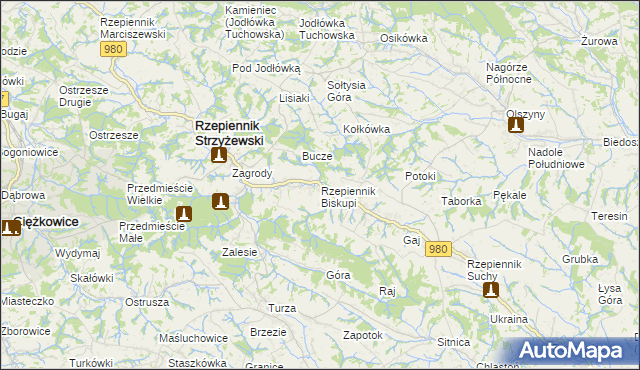 mapa Rzepiennik Biskupi, Rzepiennik Biskupi na mapie Targeo