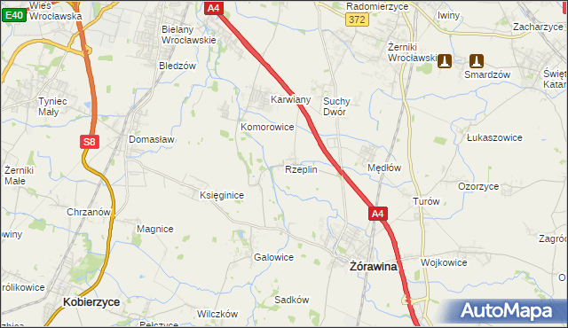mapa Rzeplin gmina Żórawina, Rzeplin gmina Żórawina na mapie Targeo