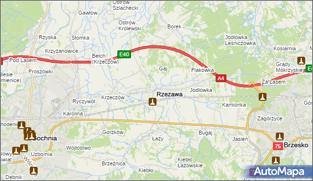 mapa Rzezawa, Rzezawa na mapie Targeo