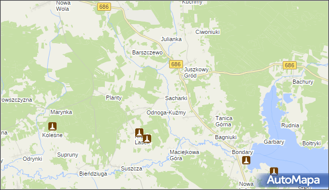 mapa Sacharki, Sacharki na mapie Targeo