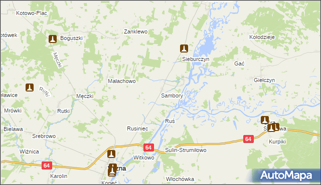 mapa Sambory, Sambory na mapie Targeo