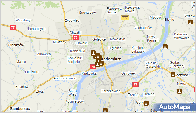 mapa Sandomierza, Sandomierz na mapie Targeo