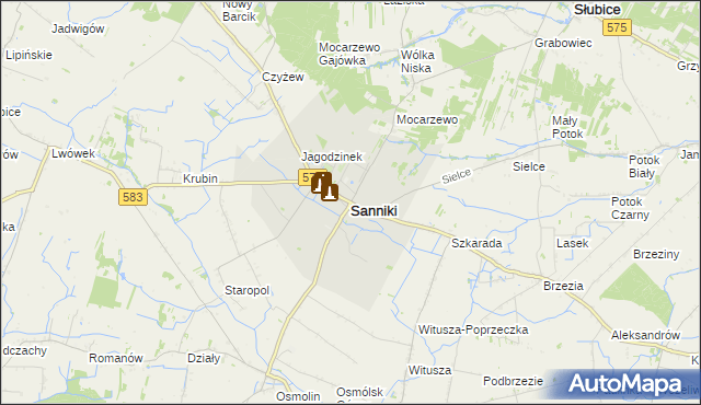 mapa Sanniki powiat gostyniński, Sanniki powiat gostyniński na mapie Targeo