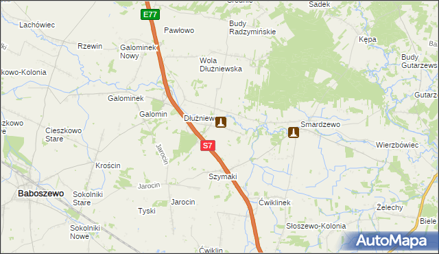 mapa Sarbiewo gmina Baboszewo, Sarbiewo gmina Baboszewo na mapie Targeo