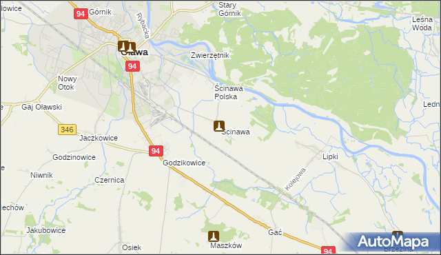 mapa Ścinawa gmina Oława, Ścinawa gmina Oława na mapie Targeo