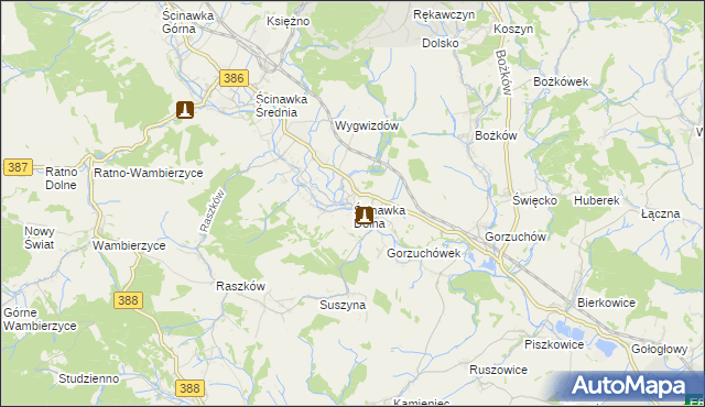 mapa Ścinawka Dolna, Ścinawka Dolna na mapie Targeo