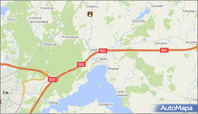 mapa Sędki gmina Ełk, Sędki gmina Ełk na mapie Targeo