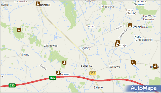 mapa Sędziny, Sędziny na mapie Targeo