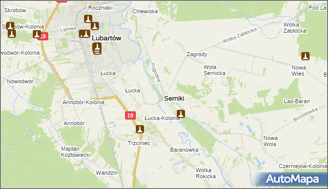 mapa Serniki, Serniki na mapie Targeo