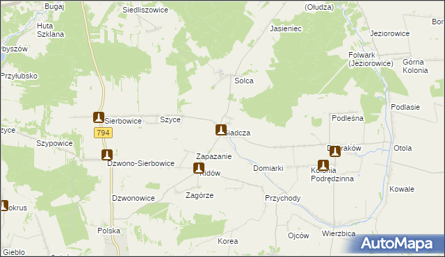 mapa Siadcza gmina Pilica, Siadcza gmina Pilica na mapie Targeo