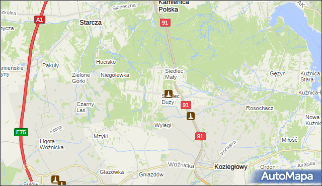 mapa Siedlec Duży, Siedlec Duży na mapie Targeo