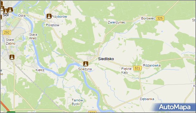 mapa Siedlisko powiat nowosolski, Siedlisko powiat nowosolski na mapie Targeo