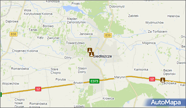 mapa Siedliszcze powiat chełmski, Siedliszcze powiat chełmski na mapie Targeo