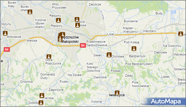 mapa Sielec gmina Iwierzyce, Sielec gmina Iwierzyce na mapie Targeo