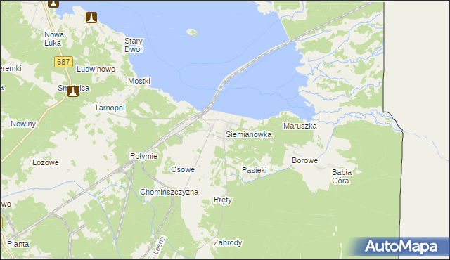 mapa Siemianówka, Siemianówka na mapie Targeo