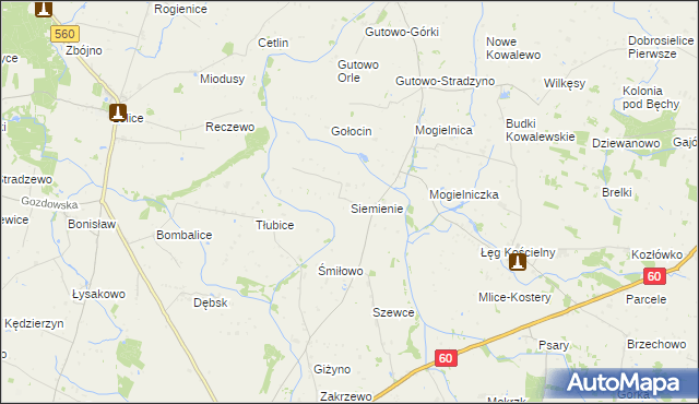 mapa Siemienie, Siemienie na mapie Targeo