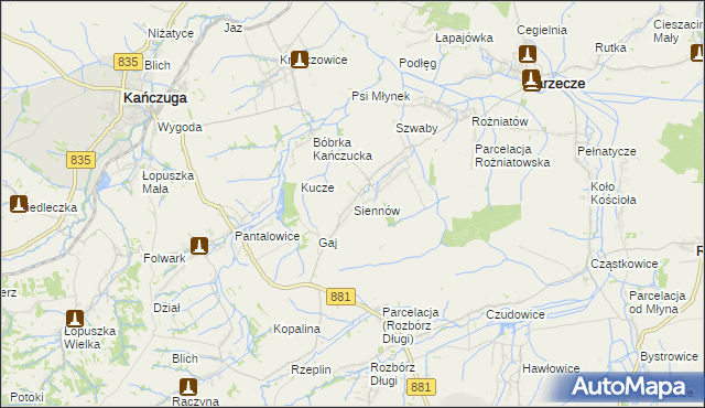 mapa Siennów, Siennów na mapie Targeo