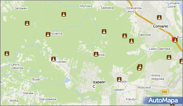 mapa Sieraków gmina Izabelin, Sieraków gmina Izabelin na mapie Targeo