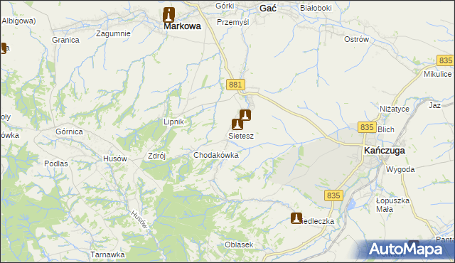 mapa Sietesz, Sietesz na mapie Targeo
