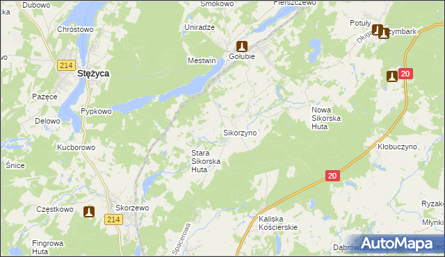 mapa Sikorzyno, Sikorzyno na mapie Targeo