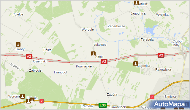 mapa Sitnik gmina Biała Podlaska, Sitnik gmina Biała Podlaska na mapie Targeo