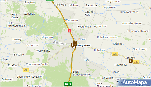 mapa Skaryszew, Skaryszew na mapie Targeo