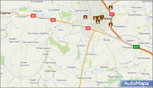 mapa Skarżyn gmina Płońsk, Skarżyn gmina Płońsk na mapie Targeo