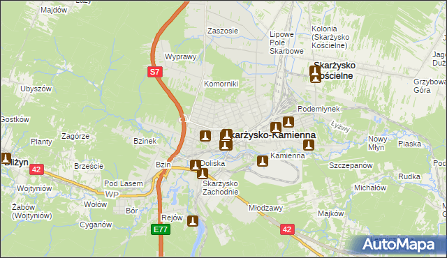 mapa Skarżysko-Kamienna, Skarżysko-Kamienna na mapie Targeo