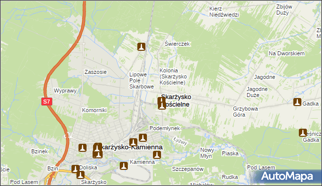 mapa Skarżysko Kościelne, Skarżysko Kościelne na mapie Targeo