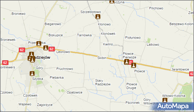 mapa Skibin gmina Radziejów, Skibin gmina Radziejów na mapie Targeo