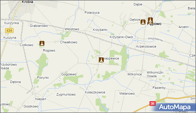 mapa Skoraszewice, Skoraszewice na mapie Targeo