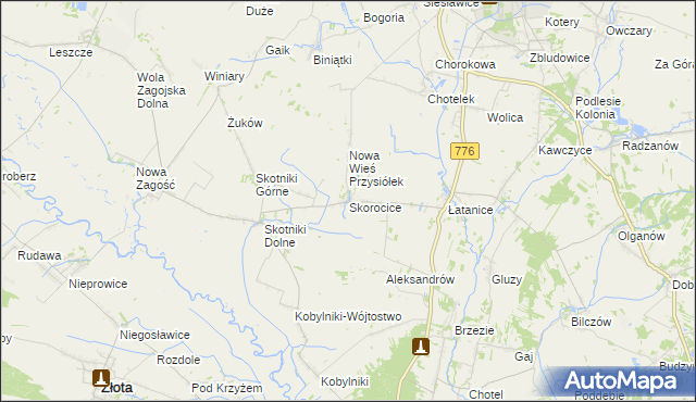 mapa Skorocice, Skorocice na mapie Targeo