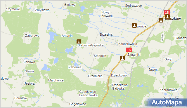 mapa Słabocin, Słabocin na mapie Targeo