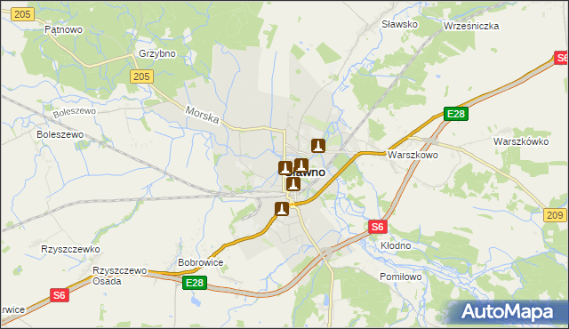 mapa Sławno, Sławno na mapie Targeo