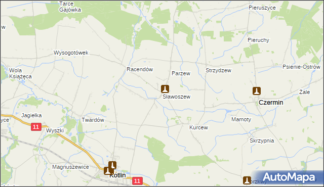 mapa Sławoszew, Sławoszew na mapie Targeo