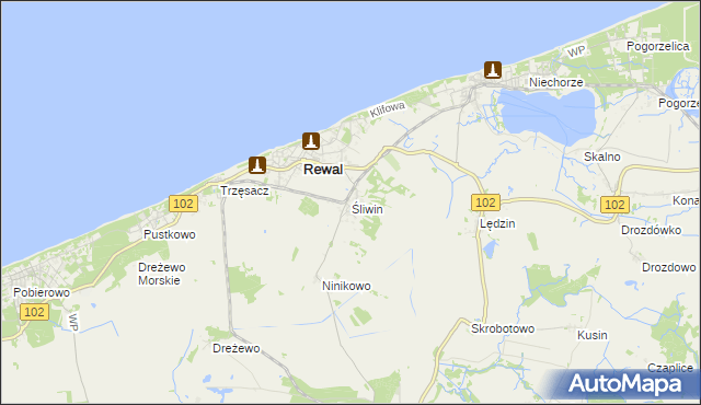mapa Śliwin, Śliwin na mapie Targeo