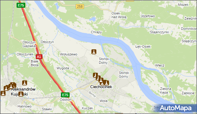 mapa Słońsk Dolny, Słońsk Dolny na mapie Targeo