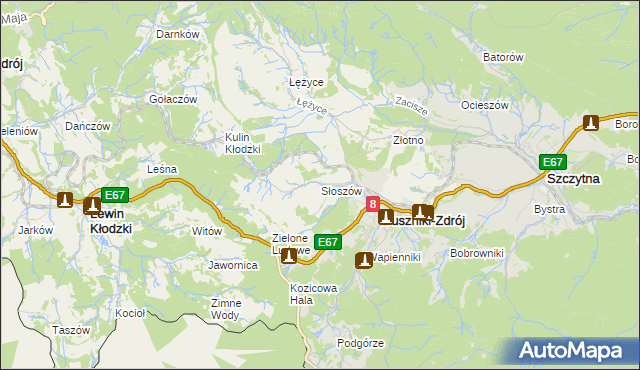 mapa Słoszów, Słoszów na mapie Targeo