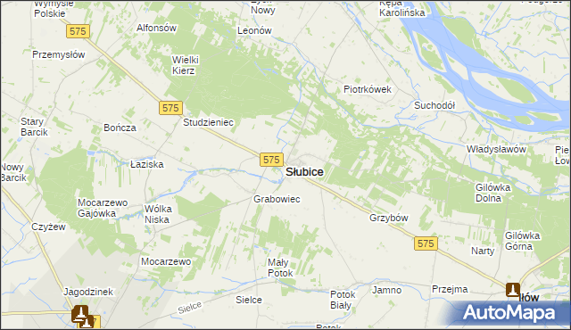 mapa Słubice powiat płocki, Słubice powiat płocki na mapie Targeo