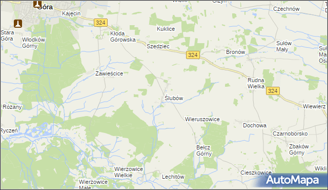 mapa Ślubów gmina Góra, Ślubów gmina Góra na mapie Targeo