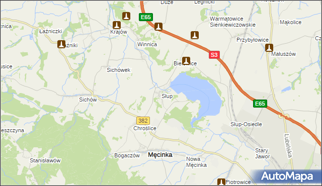 mapa Słup gmina Męcinka, Słup gmina Męcinka na mapie Targeo