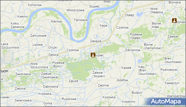 mapa Słupiec gmina Szczucin, Słupiec gmina Szczucin na mapie Targeo