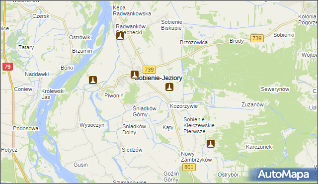 mapa Sobienie Kiełczewskie Drugie, Sobienie Kiełczewskie Drugie na mapie Targeo