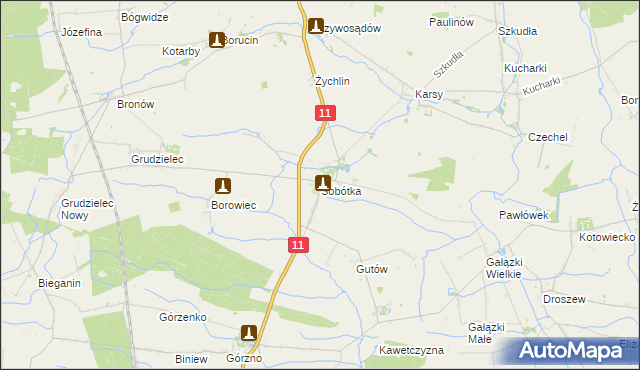 mapa Sobótka gmina Ostrów Wielkopolski, Sobótka gmina Ostrów Wielkopolski na mapie Targeo